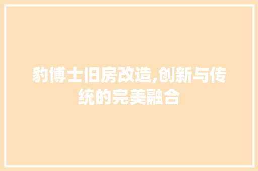 豹博士旧房改造,创新与传统的完美融合