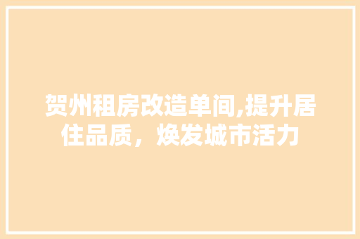 贺州租房改造单间,提升居住品质，焕发城市活力