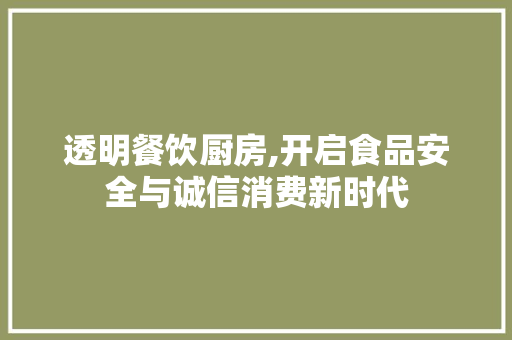 透明餐饮厨房,开启食品安全与诚信消费新时代