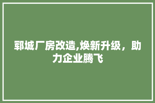 郓城厂房改造,焕新升级，助力企业腾飞