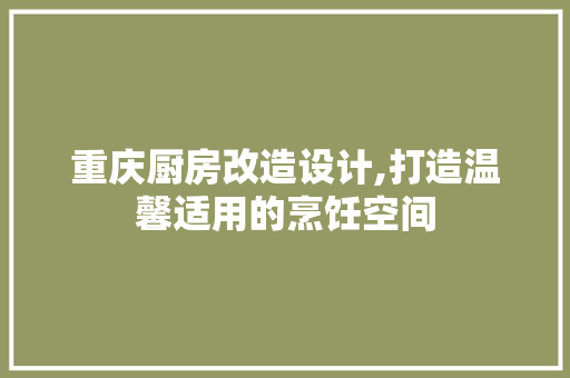 重庆厨房改造设计,打造温馨适用的烹饪空间