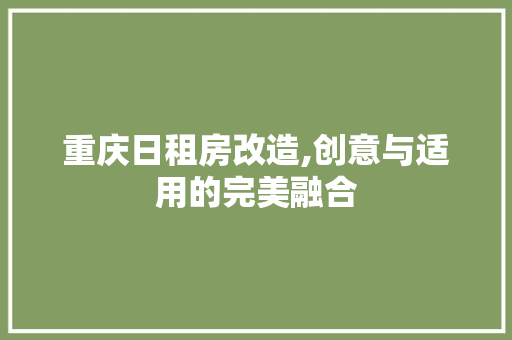 重庆日租房改造,创意与适用的完美融合