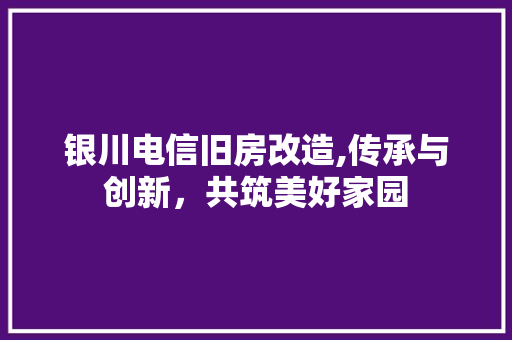 银川电信旧房改造,传承与创新，共筑美好家园