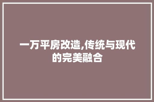一万平房改造,传统与现代的完美融合