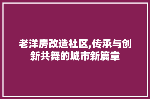 老洋房改造社区,传承与创新共舞的城市新篇章