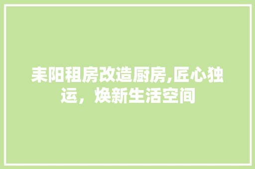 耒阳租房改造厨房,匠心独运，焕新生活空间