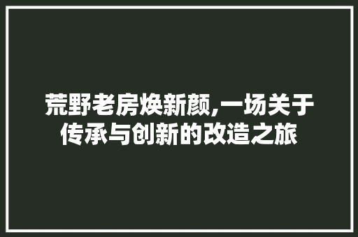 荒野老房焕新颜,一场关于传承与创新的改造之旅