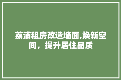 荔浦租房改造墙面,焕新空间，提升居住品质