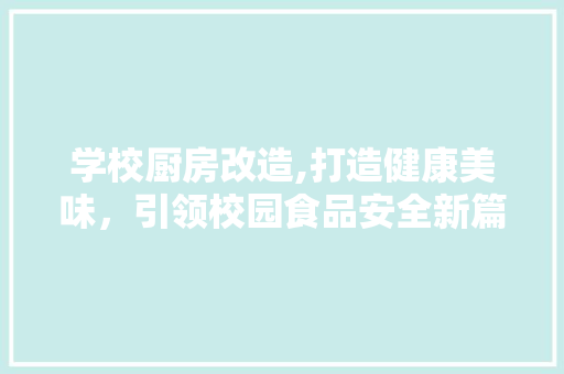 学校厨房改造,打造健康美味，引领校园食品安全新篇章