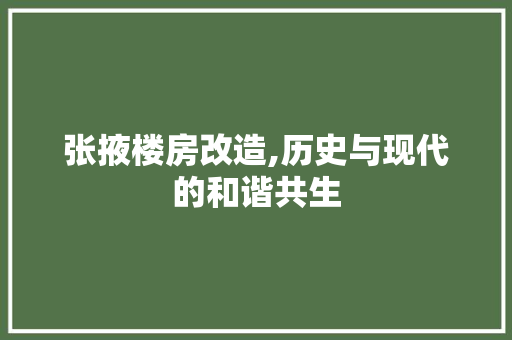 张掖楼房改造,历史与现代的和谐共生