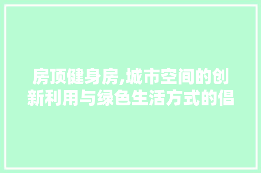 房顶健身房,城市空间的创新利用与绿色生活方式的倡导者