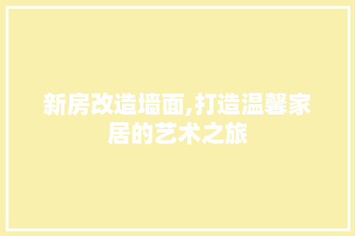 新房改造墙面,打造温馨家居的艺术之旅