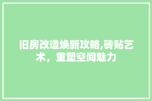 旧房改造焕新攻略,砖贴艺术，重塑空间魅力