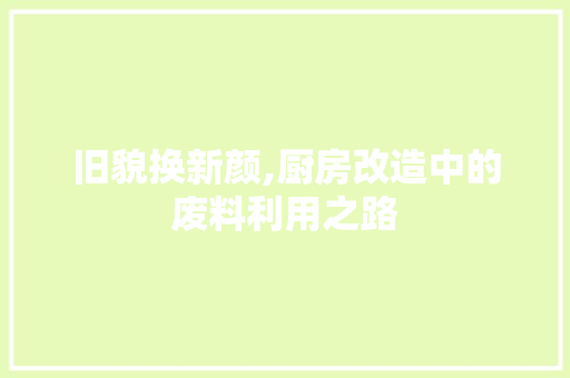 旧貌换新颜,厨房改造中的废料利用之路