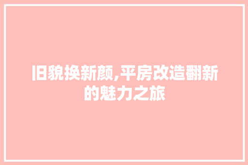旧貌换新颜,平房改造翻新的魅力之旅
