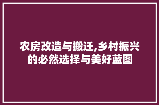 农房改造与搬迁,乡村振兴的必然选择与美好蓝图