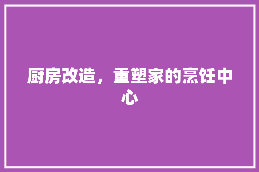 厨房改造，重塑家的烹饪中心