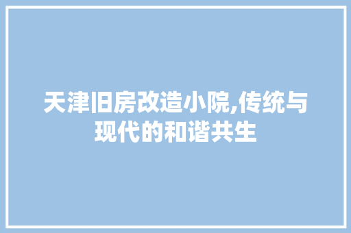 天津旧房改造小院,传统与现代的和谐共生