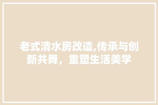 老式清水房改造,传承与创新共舞，重塑生活美学