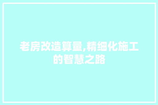 老房改造算量,精细化施工的智慧之路