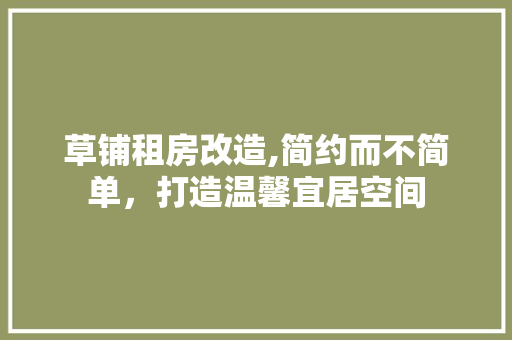 草铺租房改造,简约而不简单，打造温馨宜居空间