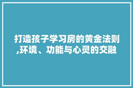 打造孩子学习房的黄金法则,环境、功能与心灵的交融