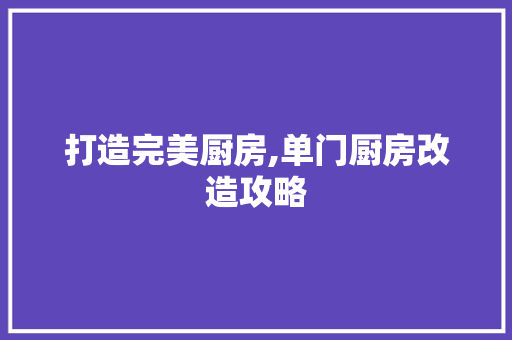 打造完美厨房,单门厨房改造攻略