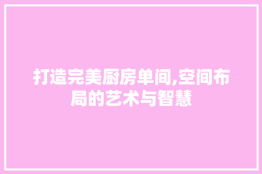 打造完美厨房单间,空间布局的艺术与智慧