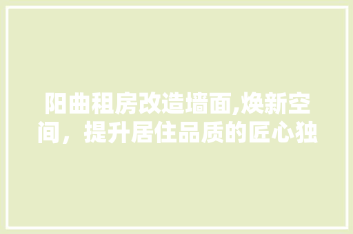 阳曲租房改造墙面,焕新空间，提升居住品质的匠心独运