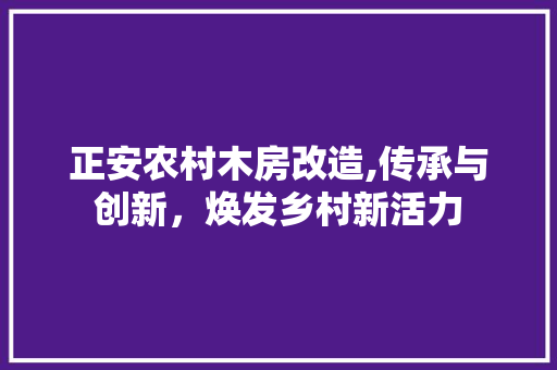 正安农村木房改造,传承与创新，焕发乡村新活力