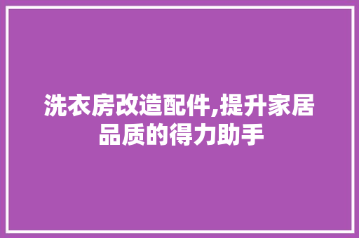 洗衣房改造配件,提升家居品质的得力助手