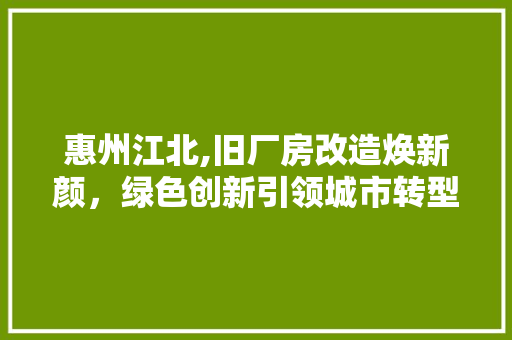 惠州江北,旧厂房改造焕新颜，绿色创新引领城市转型