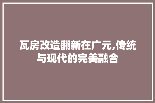 瓦房改造翻新在广元,传统与现代的完美融合