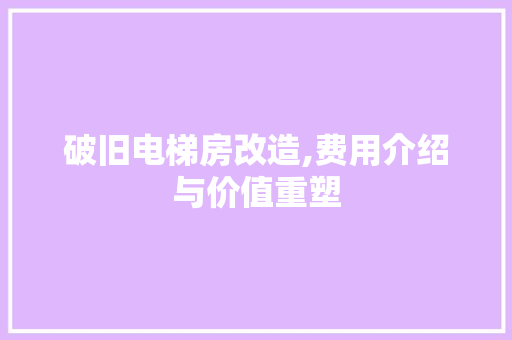 破旧电梯房改造,费用介绍与价值重塑