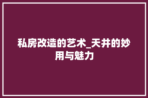 私房改造的艺术_天井的妙用与魅力
