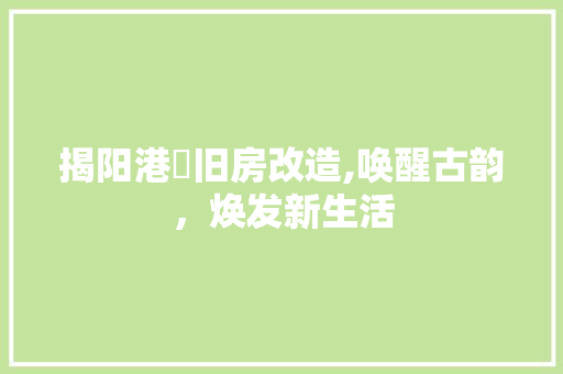 揭阳港墘旧房改造,唤醒古韵，焕发新生活