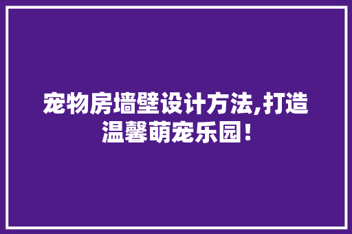 宠物房墙壁设计方法,打造温馨萌宠乐园！