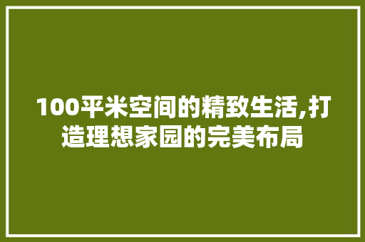 100平米空间的精致生活,打造理想家园的完美布局