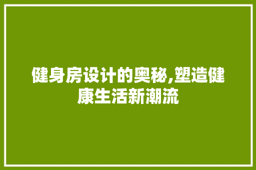 健身房设计的奥秘,塑造健康生活新潮流