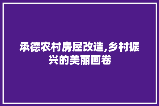 承德农村房屋改造,乡村振兴的美丽画卷