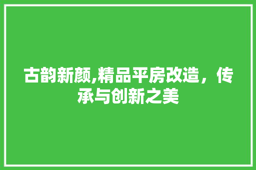 古韵新颜,精品平房改造，传承与创新之美