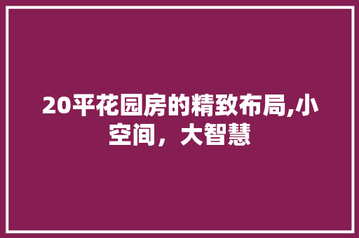 20平花园房的精致布局,小空间，大智慧