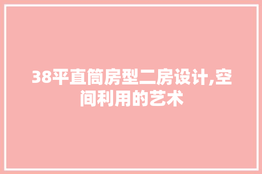 38平直筒房型二房设计,空间利用的艺术