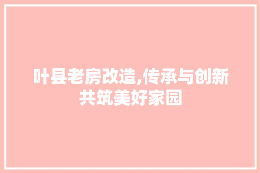 叶县老房改造,传承与创新共筑美好家园