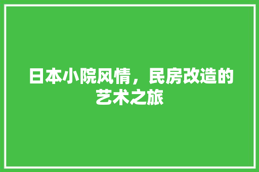 日本小院风情，民房改造的艺术之旅