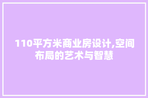 110平方米商业房设计,空间布局的艺术与智慧