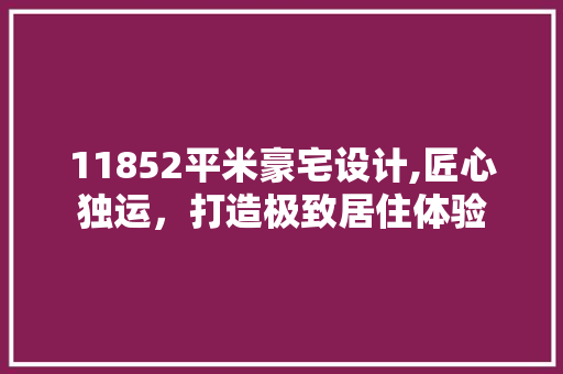 11852平米豪宅设计,匠心独运，打造极致居住体验