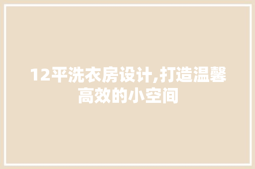 12平洗衣房设计,打造温馨高效的小空间