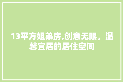 13平方姐弟房,创意无限，温馨宜居的居住空间