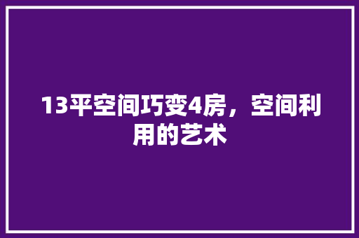 13平空间巧变4房，空间利用的艺术